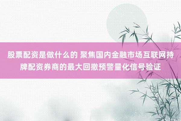 股票配资是做什么的 聚焦国内金融市场互联网持牌配资券商的最大回撤预警量化信号验证